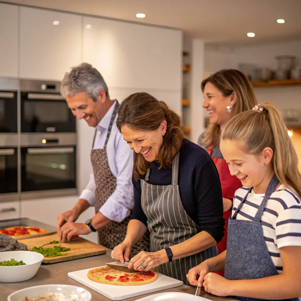 A group enjoying an oven cooking class at JONVERALIS